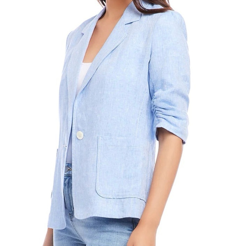 Ruched Sleeve Linen Jacket